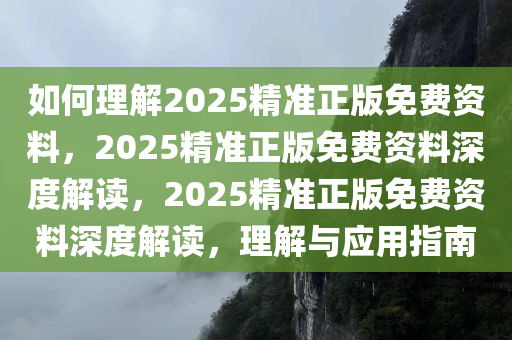 如何理解2025精准正版免费资料，2025精准正版免费资料深度解读，2025精准正版免费资料深度解读，理解与应用指南