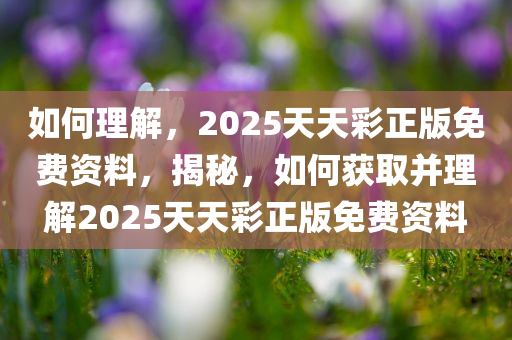 如何理解，2025天天彩正版免费资料，揭秘，如何获取并理解2025天天彩正版免费资料