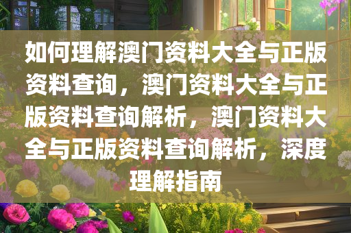 如何理解澳门资料大全与正版资料查询，澳门资料大全与正版资料查询解析，澳门资料大全与正版资料查询解析，深度理解指南