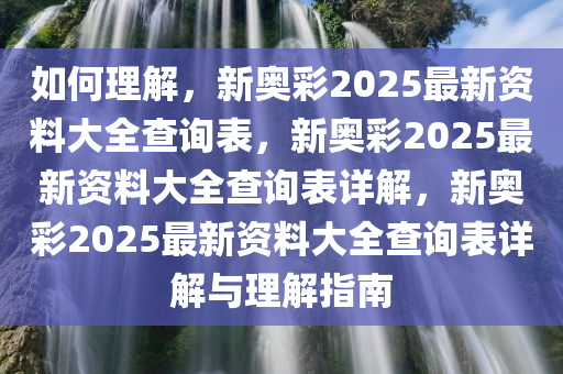 如何理解，新奥彩2025最新资料大全查询表，新奥彩2025最新资料大全查询表详解，新奥彩2025最新资料大全查询表详解与理解指南