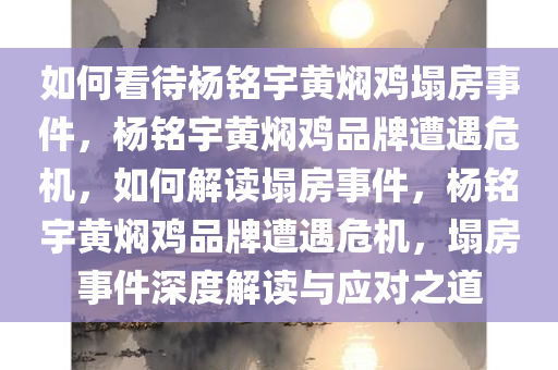 如何看待杨铭宇黄焖鸡塌房事件，杨铭宇黄焖鸡品牌遭遇危机，如何解读塌房事件，杨铭宇黄焖鸡品牌遭遇危机，塌房事件深度解读与应对之道