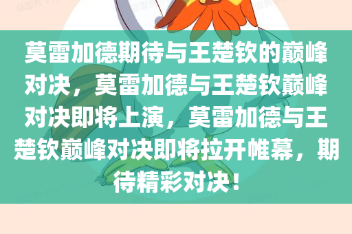 莫雷加德期待与王楚钦的巅峰对决，莫雷加德与王楚钦巅峰对决即将上演，莫雷加德与王楚钦巅峰对决即将拉开帷幕，期待精彩对决！
