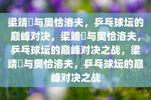 梁靖崑与奥恰洛夫，乒乓球坛的巅峰对决，梁靖崑与奥恰洛夫，乒乓球坛的巅峰对决之战，梁靖崑与奥恰洛夫，乒乓球坛的巅峰对决之战