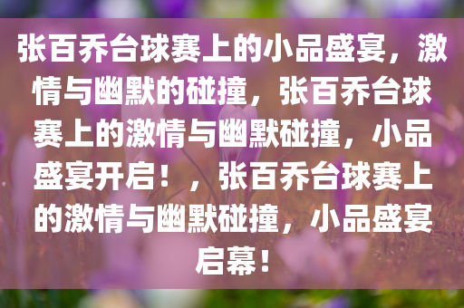 张百乔台球赛上的小品盛宴，激情与幽默的碰撞，张百乔台球赛上的激情与幽默碰撞，小品盛宴开启！，张百乔台球赛上的激情与幽默碰撞，小品盛宴启幕！