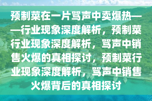 预制菜在一片骂声中卖爆热——行业现象深度解析，预制菜行业现象深度解析，骂声中销售火爆的真相探讨，预制菜行业现象深度解析，骂声中销售火爆背后的真相探讨