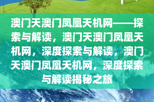 澳门天澳门凤凰天机网——探索与解读，澳门天澳门凤凰天机网，深度探索与解读，澳门天澳门凤凰天机网，深度探索与解读揭秘之旅