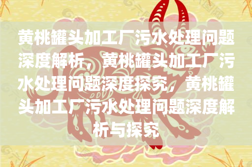 黄桃罐头加工厂污水处理问题深度解析，黄桃罐头加工厂污水处理问题深度探究，黄桃罐头加工厂污水处理问题深度解析与探究