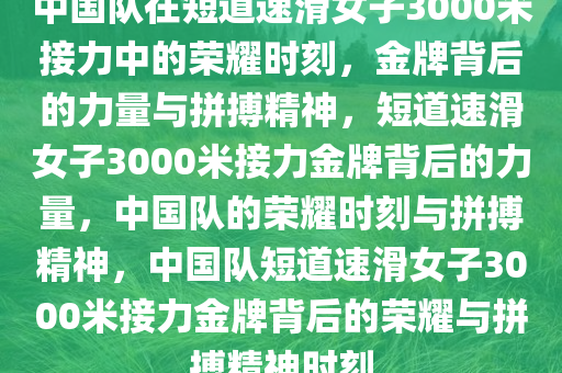 中国队在短道速滑女子3000米接力中的荣耀时刻，金牌背后的力量与拼搏精神，短道速滑女子3000米接力金牌背后的力量，中国队的荣耀时刻与拼搏精神，中国队短道速滑女子3000米接力金牌背后的荣耀与拼搏精神时刻今晚必出三肖2025_2025新澳门精准免费提供·精确判断