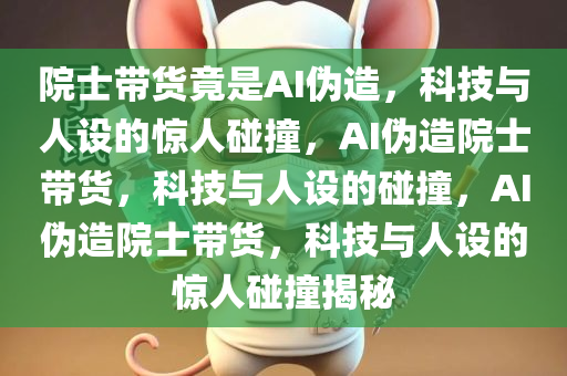 院士带货竟是AI伪造，科技与人设的惊人碰撞，AI伪造院士带货，科技与人设的碰撞，AI伪造院士带货，科技与人设的惊人碰撞揭秘