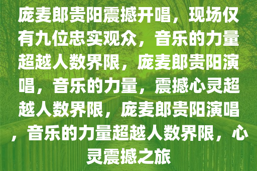 庞麦郎贵阳震撼开唱，现场仅有九位忠实观众，音乐的力量超越人数界限，庞麦郎贵阳演唱，音乐的力量，震撼心灵超越人数界限，庞麦郎贵阳演唱，音乐的力量超越人数界限，心灵震撼之旅