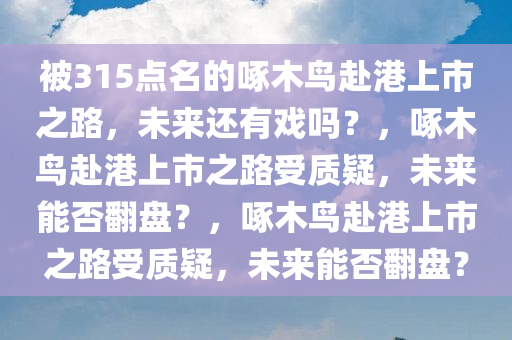 被315点名的啄木鸟赴港上市之路，未来还有戏吗？，啄木鸟赴港上市之路受质疑，未来能否翻盘？，啄木鸟赴港上市之路受质疑，未来能否翻盘？