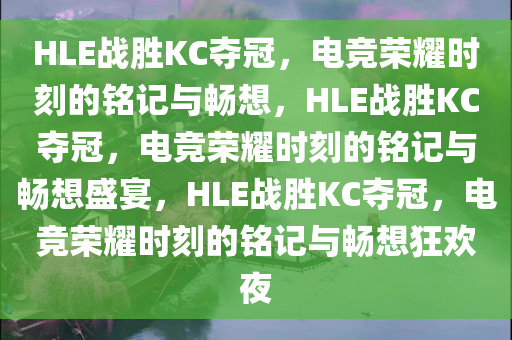 HLE战胜KC夺冠，电竞荣耀时刻的铭记与畅想，HLE战胜KC夺冠，电竞荣耀时刻的铭记与畅想盛宴，HLE战胜KC夺冠，电竞荣耀时刻的铭记与畅想狂欢夜