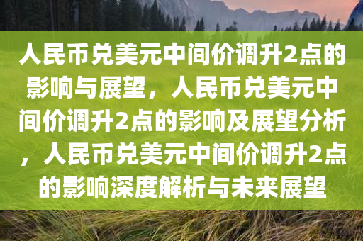 人民币兑美元中间价调升2点的影响与展望，人民币兑美元中间价调升2点的影响及展望分析，人民币兑美元中间价调升2点的影响深度解析与未来展望今晚必出三肖2025_2025新澳门精准免费提供·精确判断