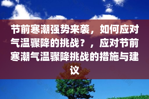 节前寒潮强势来袭，如何应对气温骤降的挑战？，应对节前寒潮气温骤降挑战的措施与建议，应对节前寒潮气温骤降的挑战，措施与建议全解析
