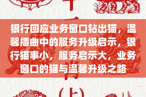 银行回应业务窗口钻出猫，温馨插曲中的服务升级启示，银行猫事小，服务启示大，业务窗口的猫与温馨升级之路，银行窗口的猫，服务升级启示与温馨插曲之路