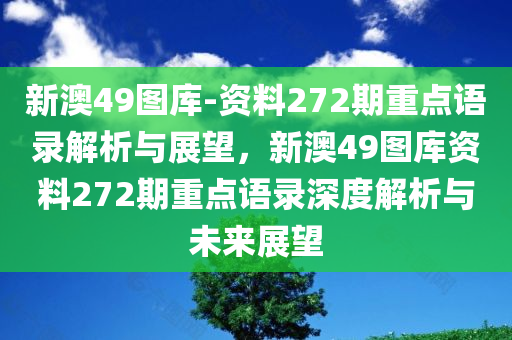 新澳49图库-资料272期重点语录解析与展望，新澳49图库资料272期重点语录深度解析与未来展望，新澳49图库资料272期重点语录深度解析与未来展望解析报告