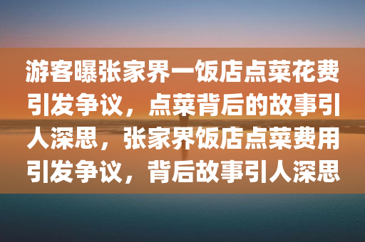 游客曝张家界一饭店点菜花费引发争议，点菜背后的故事引人深思，张家界饭店点菜费用引发争议，背后故事引人深思，张家界一饭店点菜费用引发争议，背后的故事引人深思