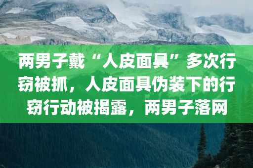 两男子戴“人皮面具”多次行窃被抓，人皮面具伪装下的行窃行动被揭露，两男子落网