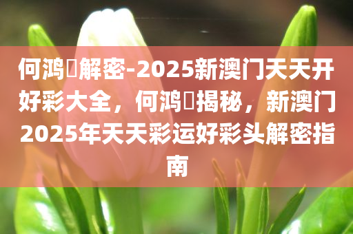 何鸿燊解密-2025新澳门天天开好彩大全，何鸿燊揭秘，新澳门2025年天天彩运好彩头解密指南，何鸿燊揭秘，新澳门2025年天天彩运好彩头解密指南