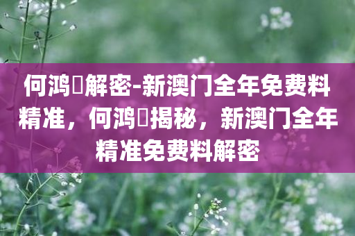 何鸿燊解密-新澳门全年免费料精准，何鸿燊揭秘，新澳门全年精准免费料解密，何鸿燊揭秘，新澳门全年精准免费料解密