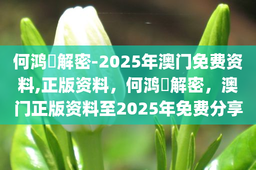 何鸿燊解密-2025年澳门免费资料,正版资料，何鸿燊解密，澳门正版资料至2025年免费分享，何鸿燊解密，澳门正版资料至2025年免费分享揭秘！