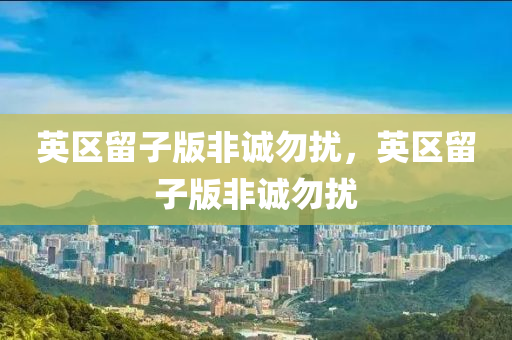 英区留子版非诚勿扰，英区留子版非诚勿扰