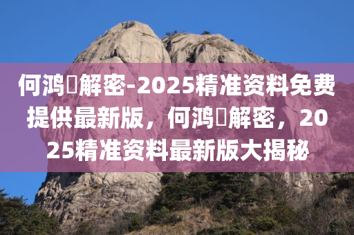 何鸿燊解密-2025精准资料免费提供最新版，何鸿燊解密，2025精准资料最新版大揭秘