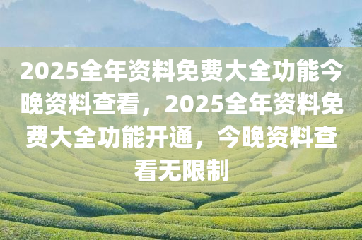 2025全年资料免费大全功能今晚资料查看，2025全年资料免费大全功能开通，今晚资料查看无限制