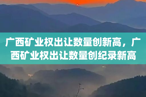 广西矿业权出让数量创新高，广西矿业权出让数量创纪录新高，广西矿业权出让数量突破新高点