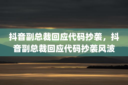 抖音副总裁回应代码抄袭，抖音副总裁回应代码抄袭风波