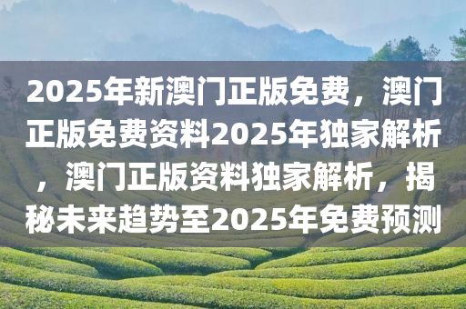 2025年新澳门正版免费，澳门正版免费资料2025年独家解析，澳门正版资料独家解析，揭秘未来趋势至2025年免费预测