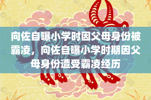 向佐自曝小学时因父母身份被霸凌，向佐自曝小学时期因父母身份遭受霸凌经历，向佐透露小学时期因父母身份遭受霸凌痛苦经历