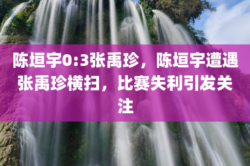 陈垣宇0:3张禹珍，陈垣宇遭遇张禹珍横扫，比赛失利引发关注