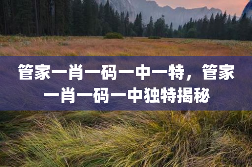 管家一肖一码一中一特，管家一肖一码一中独特揭秘，独家揭秘，管家一肖一码一中的独特秘密与特点
