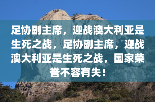 足协副主席，迎战澳大利亚是生死之战，足协副主席，迎战澳大利亚是生死之战，国家荣誉不容有失！，足协副主席强调，迎战澳大利亚，生死之战与国家荣誉不容有失！