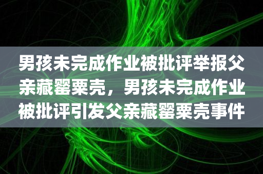 男孩未完成作业被批评举报父亲藏罂粟壳，男孩未完成作业被批评引发父亲藏罂粟壳事件，男孩未完成作业引发父亲藏罂粟壳事件，教育批评引发家庭风波