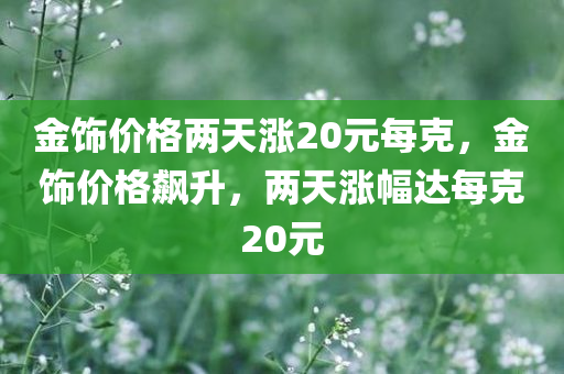 金饰价格两天涨20元每克，金饰价格飙升，两天涨幅达每克20元