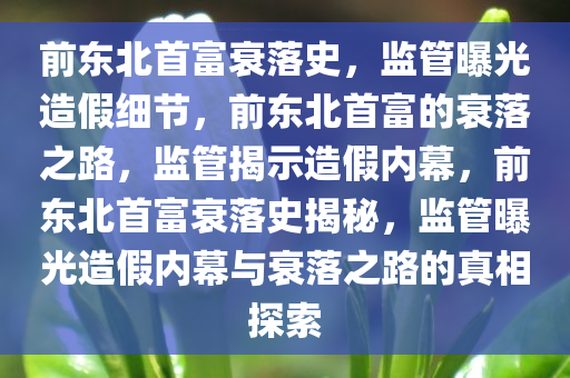 前东北首富衰落史，监管曝光造假细节，前东北首富的衰落之路，监管揭示造假内幕，前东北首富衰落史揭秘，监管曝光造假内幕与衰落之路的真相探索