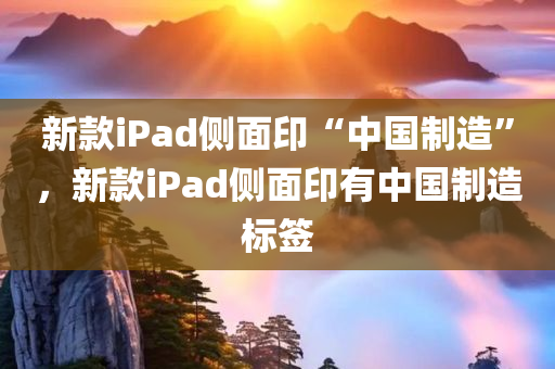 新款iPad侧面印“中国制造”，新款iPad侧面印有中国制造标签
