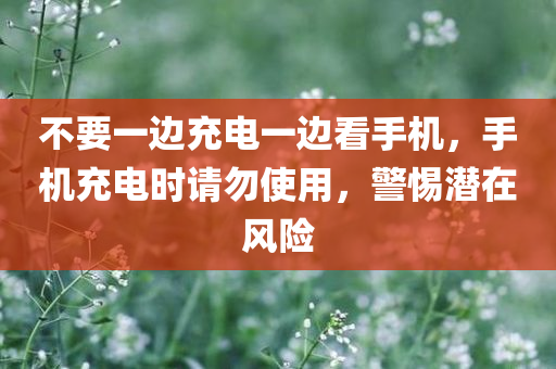 不要一边充电一边看手机，手机充电时请勿使用，警惕潜在风险