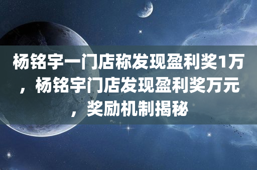 杨铭宇一门店称发现盈利奖1万，杨铭宇门店发现盈利奖万元，奖励机制揭秘