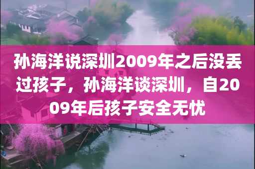 孙海洋说深圳2009年之后没丢过孩子，孙海洋谈深圳，自2009年后孩子安全无忧，孙海洋谈深圳，自2009年后孩子安全无忧，城市治安显著改善