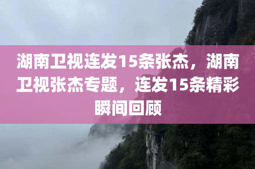 湖南卫视连发15条张杰，湖南卫视张杰专题，连发15条精彩瞬间回顾，湖南卫视张杰专题，精彩瞬间回顾，连发15条不容错过