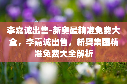 李嘉诚出售-新奥最精准免费大全，李嘉诚出售，新奥集团精准免费大全解析，李嘉诚出售与新奥集团精准免费策略深度解析
