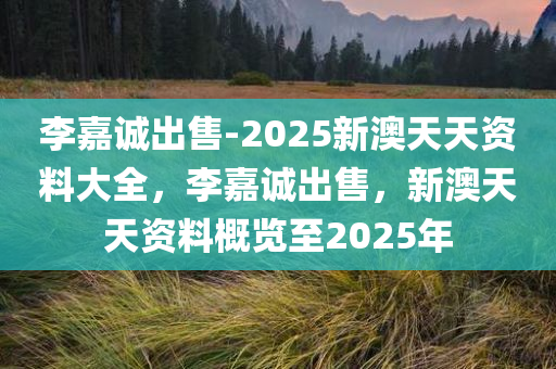 李嘉诚出售-2025新澳天天资料大全，李嘉诚出售，新澳天天资料概览至2025年，李嘉诚出售新澳天天资料概览至2025年，全面解析出售事宜与未来展望
