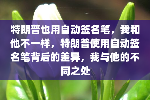 特朗普也用自动签名笔，我和他不一样，特朗普使用自动签名笔背后的差异，我与他的不同之处