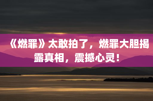 《燃罪》太敢拍了，燃罪大胆揭露真相，震撼心灵！，燃罪大胆揭露真相，心灵震撼之作！