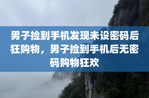 男子捡到手机发现未设密码后狂购物，男子捡到手机后无密码购物狂欢，男子捡到手机购物狂欢，不设密码引祸端