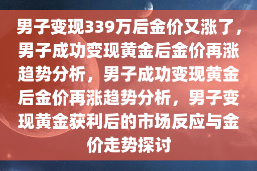男子变现339万后金价又涨了，男子成功变现黄金后金价再涨趋势分析，男子成功变现黄金后金价再涨趋势分析，男子变现黄金获利后的市场反应与金价走势探讨