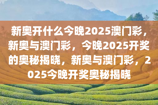 新奥开什么今晚2025澳门彩，新奥与澳门彩，今晚2025开奖的奥秘揭晓，新奥与澳门彩，2025今晚开奖奥秘揭晓